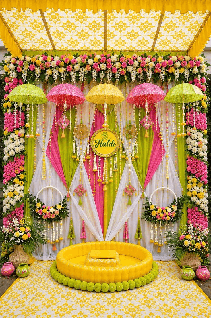 Marigold Tassel Haldi Canopy